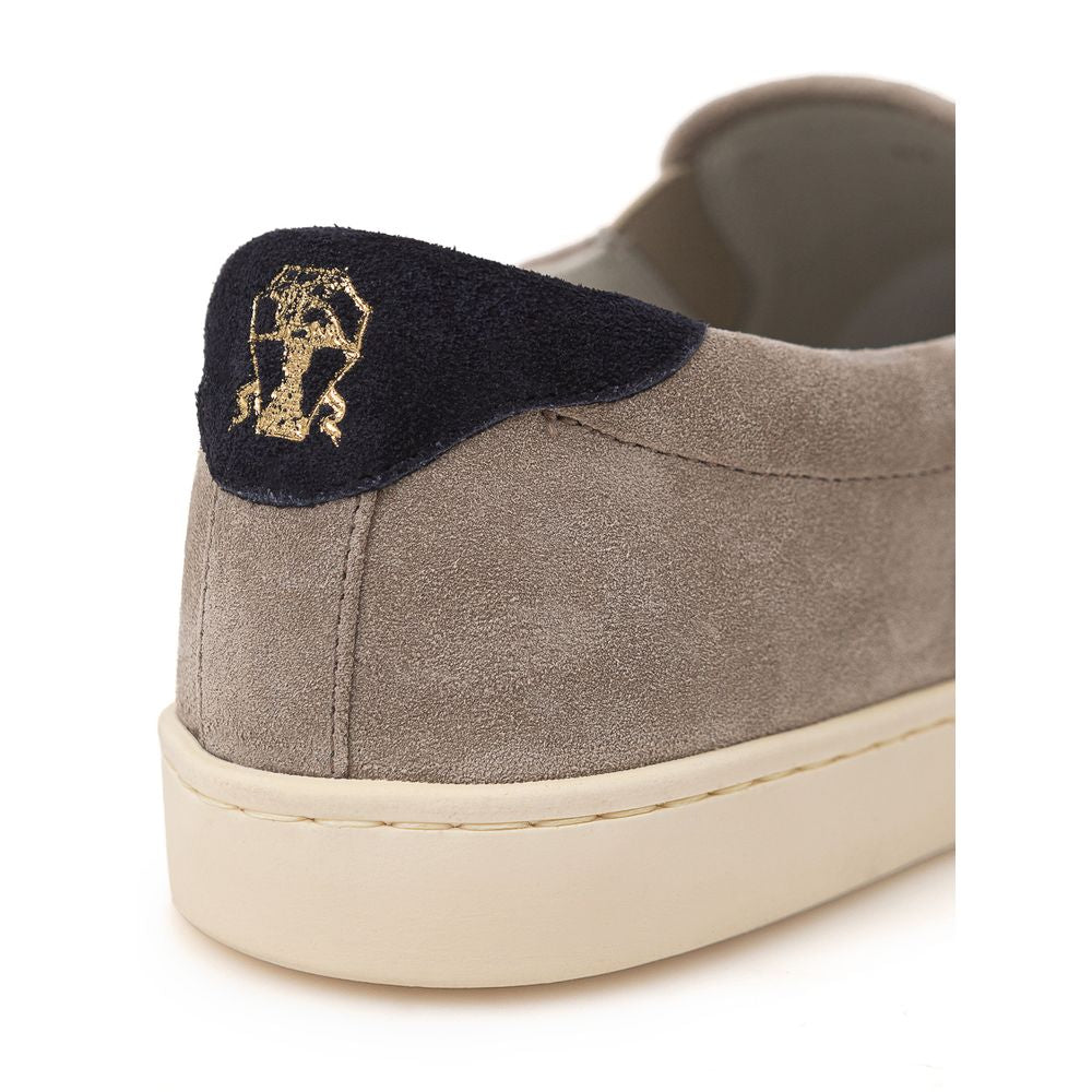Brunello Cucinelli Gray Leather Sneaker for Effortless Style