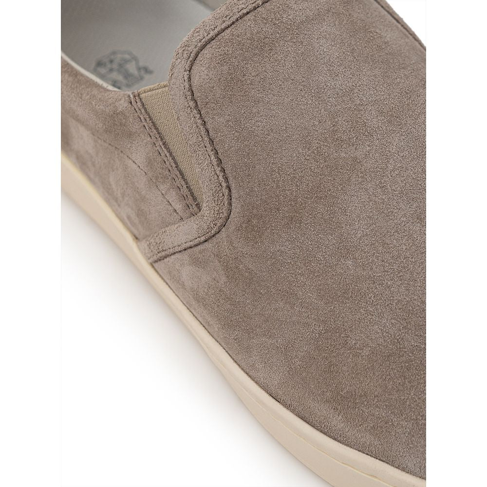 Brunello Cucinelli Gray Leather Sneaker for Effortless Style