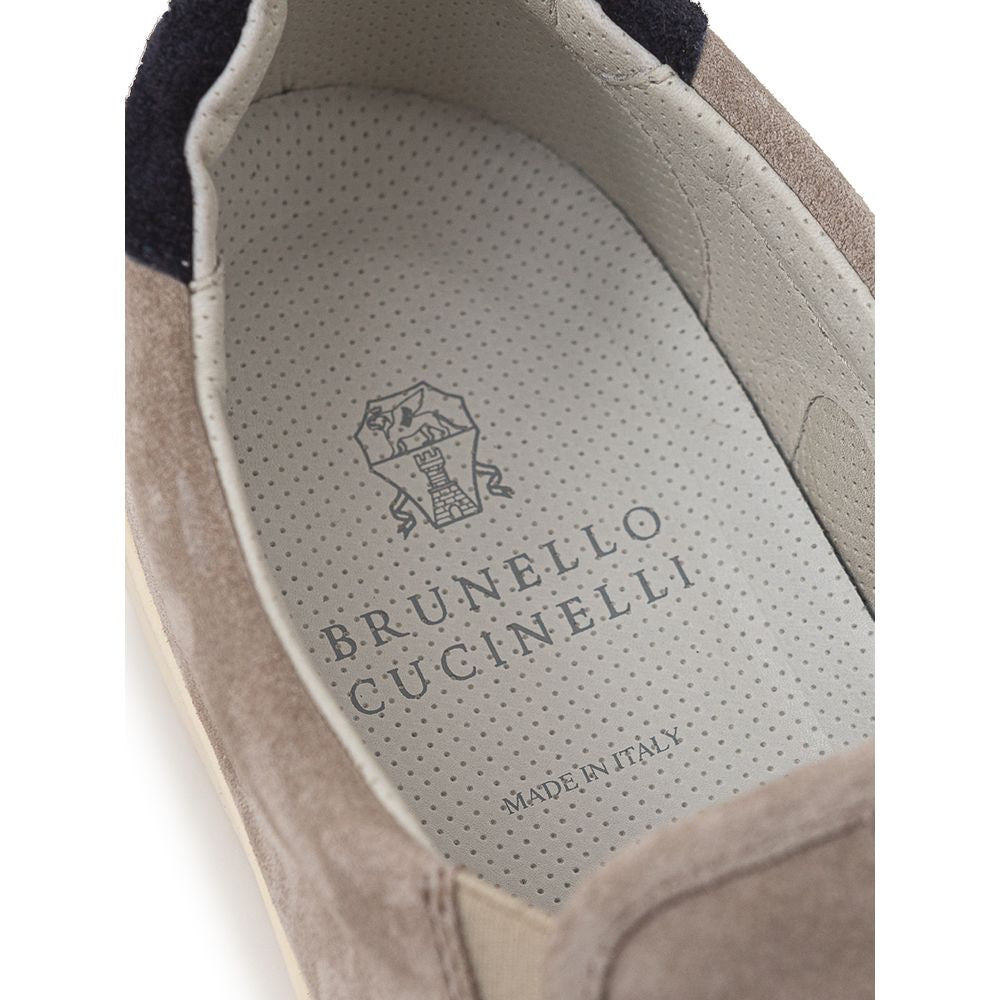 Brunello Cucinelli Gray Leather Sneaker for Effortless Style