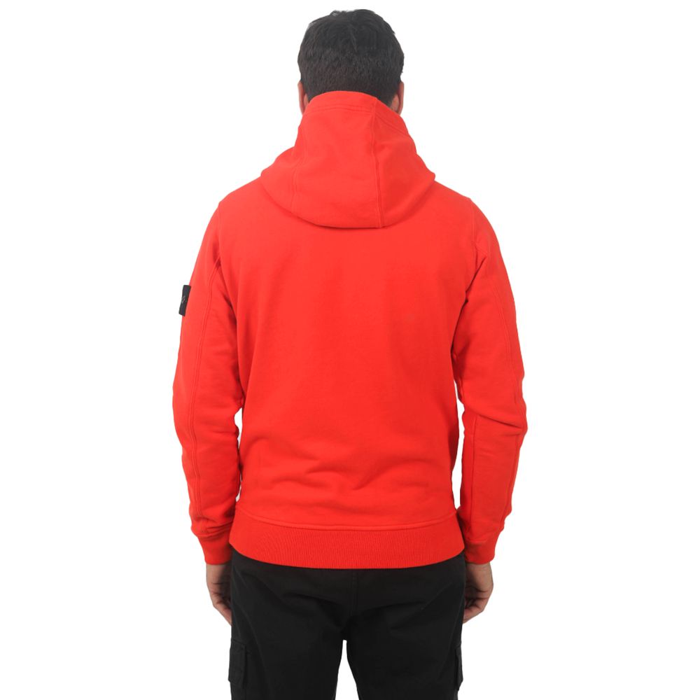 Stone Island Red Cotton Sweater for Elevated Casual Elegance