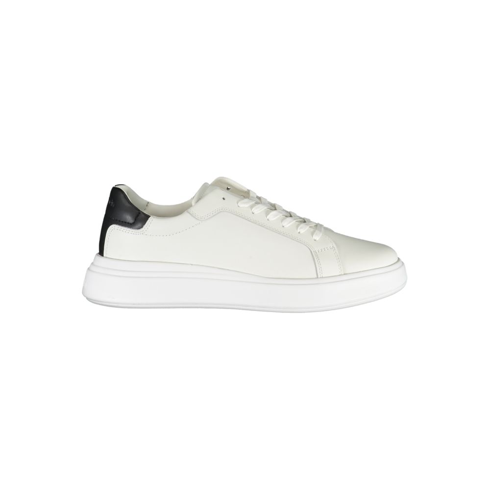 Calvin Klein White Leather Sneakers with Contrast Accents