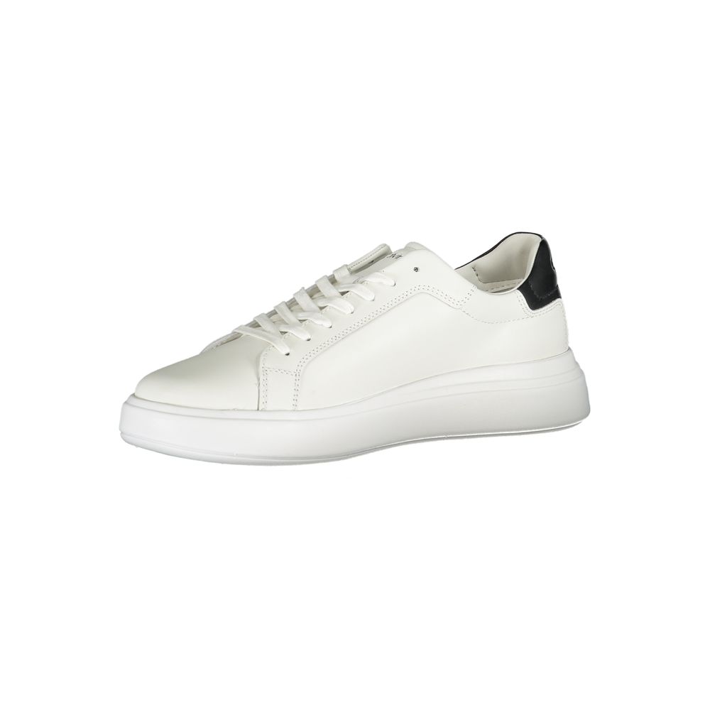 Calvin Klein White Leather Sneakers with Contrast Accents