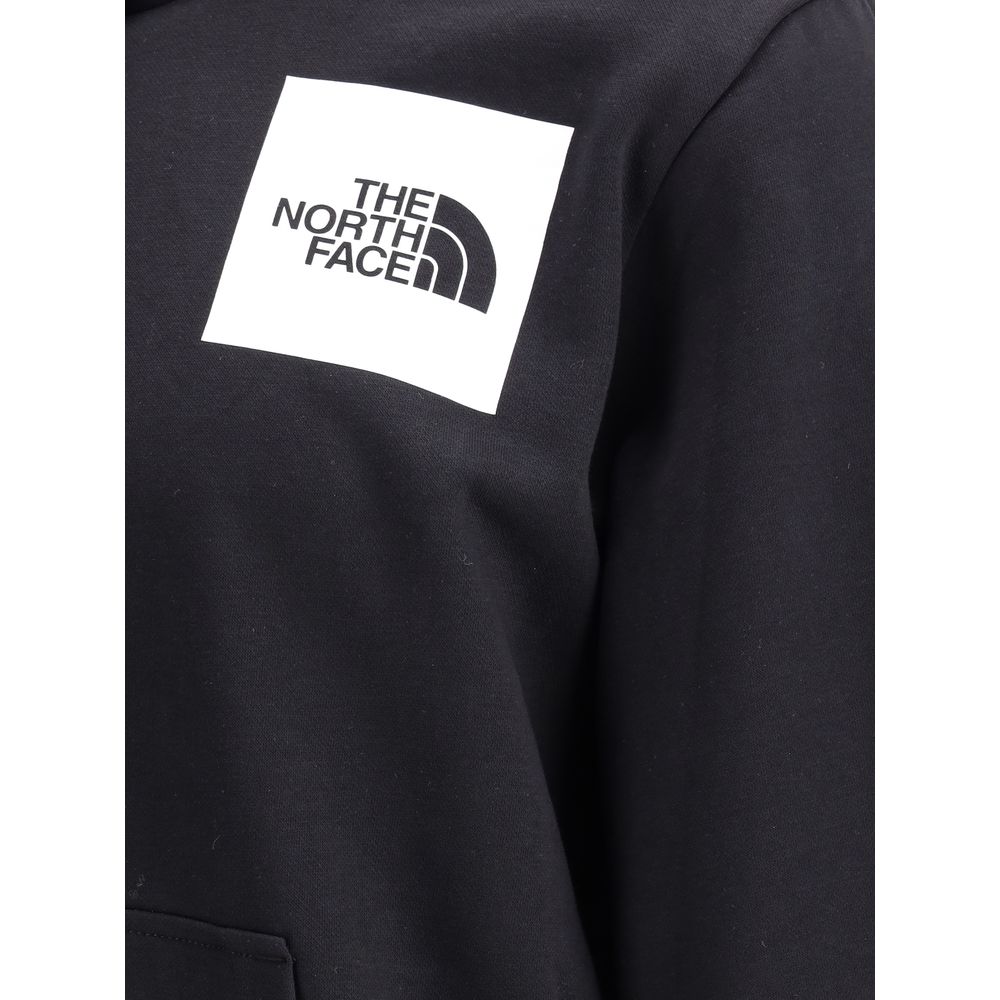 The North Face Grey Cotton Logoed Hoodie - Elevate Your Casual Elegance