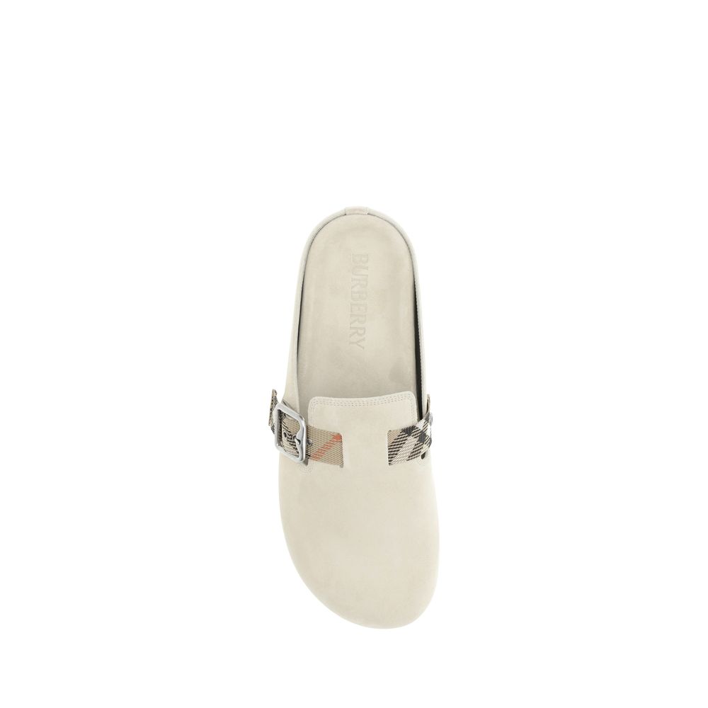 Burberry Beige Suede Clogs Urchin Sandals Modern Luxury Footwear