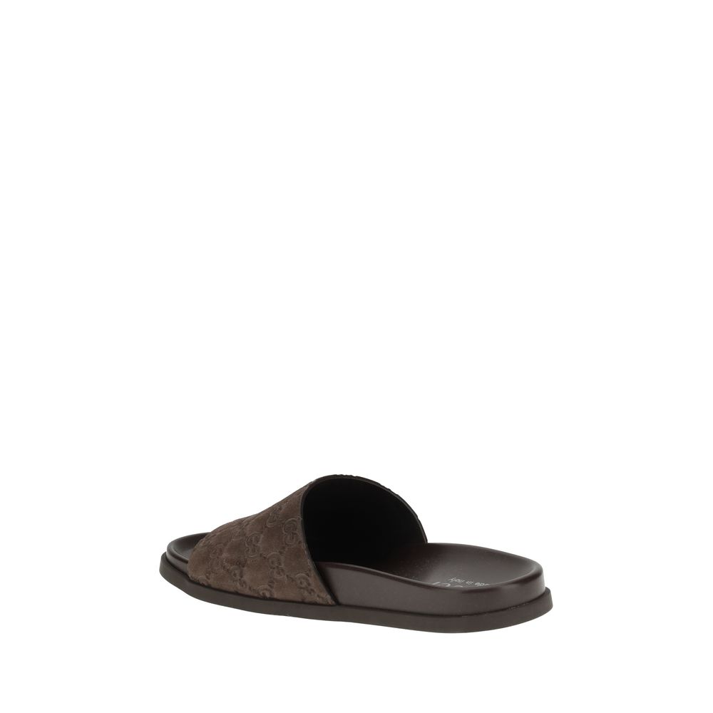 Gucci Brown Suede Slider Sandals - Luxurious Suede Footwear Elegance