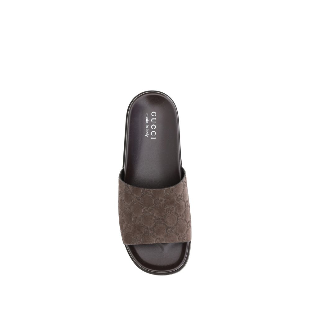 Gucci Brown Suede Slider Sandals - Luxurious Suede Footwear Elegance