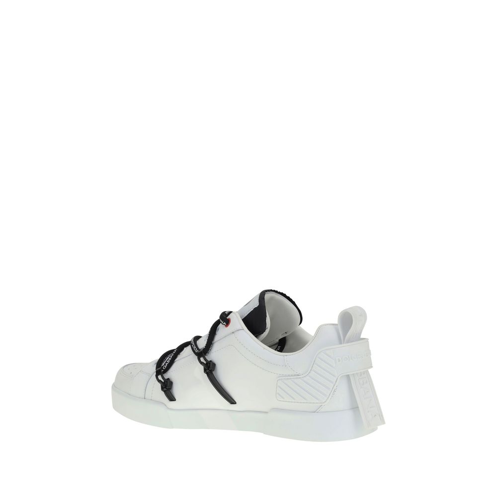 Dolce & Gabbana White Premium Patent Leather Sneakers