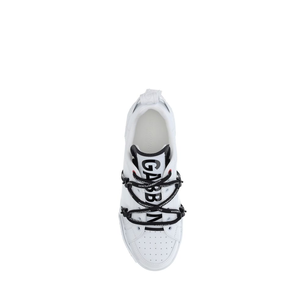 Dolce & Gabbana White Premium Patent Leather Sneakers