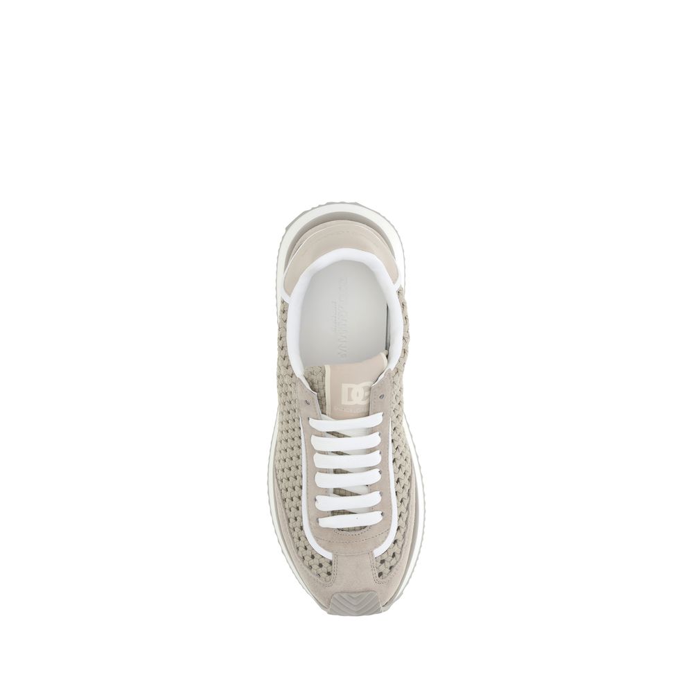 Dolce & Gabbana White Woven Fabric Sneakers