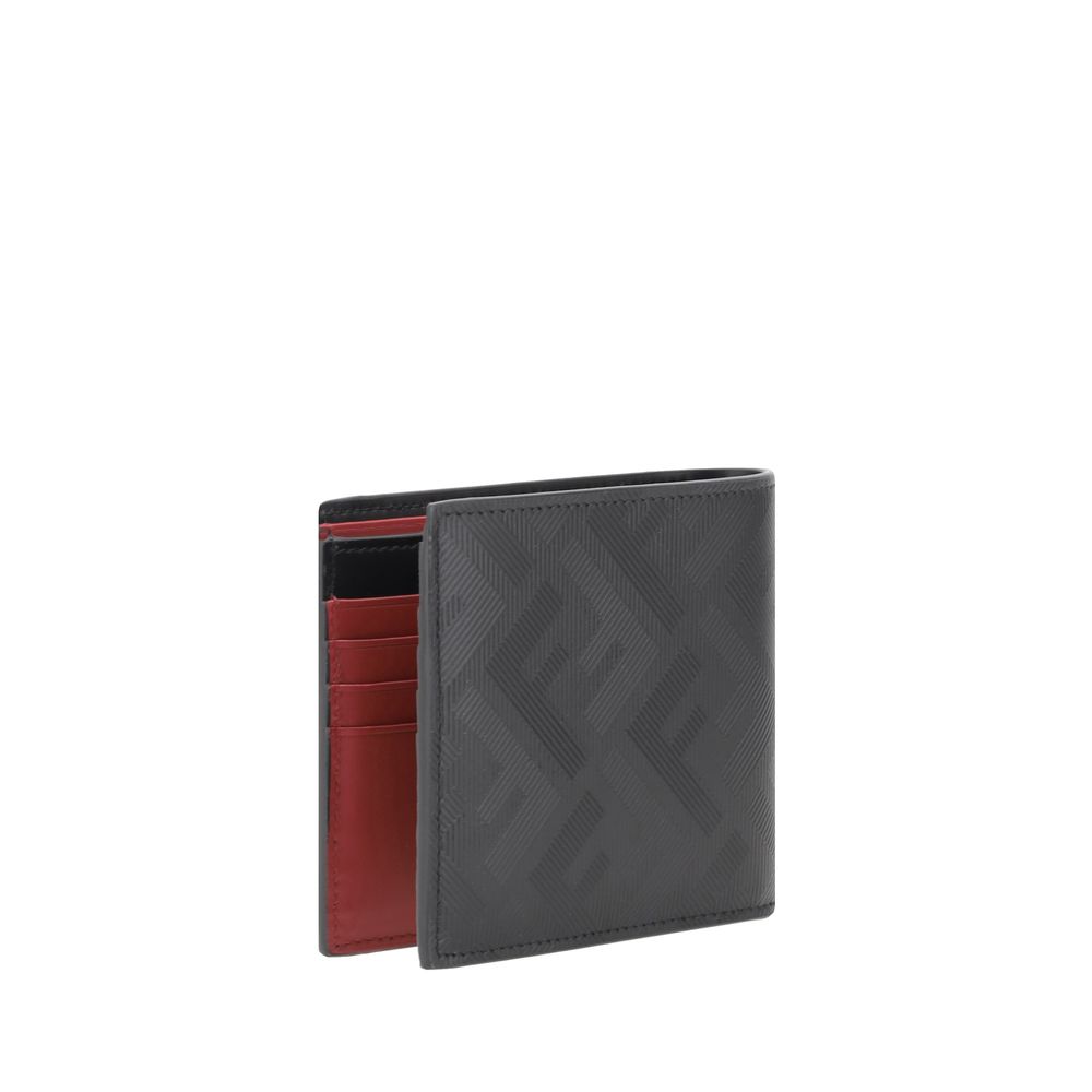 Fendi Black Two-Tone Leather Bifold Wallet