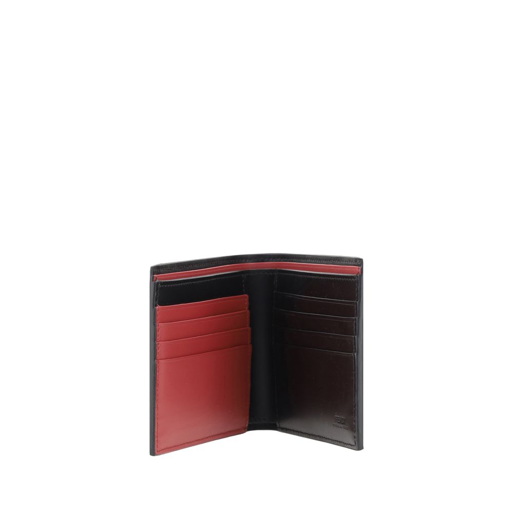 Fendi Black Two-Tone Leather Bifold Wallet