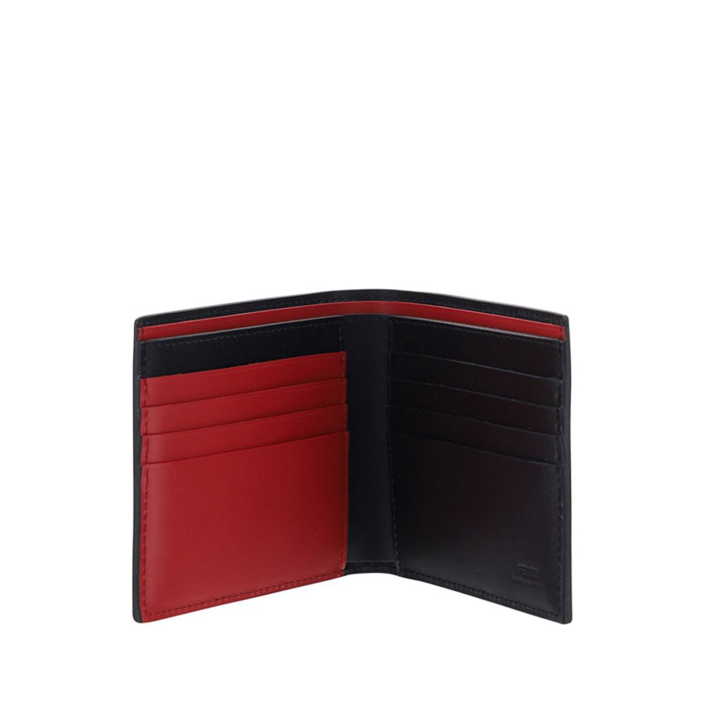 Fendi Black Two-Tone Leather Bifold Wallet
