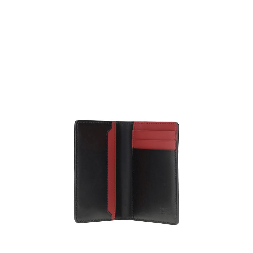 Fendi Black Exquisite Calfskin Leather Card Holder