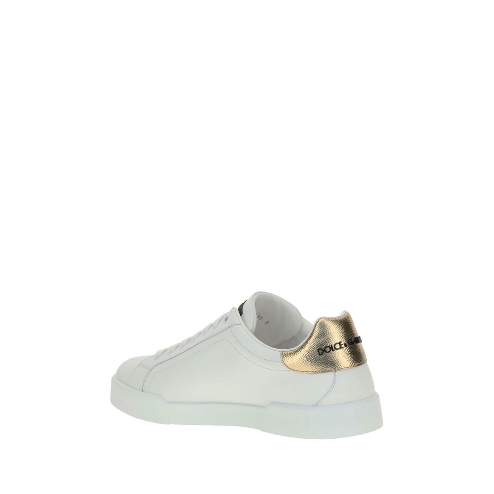 Dolce & Gabbana White Calf Leather Portofino Sneakers