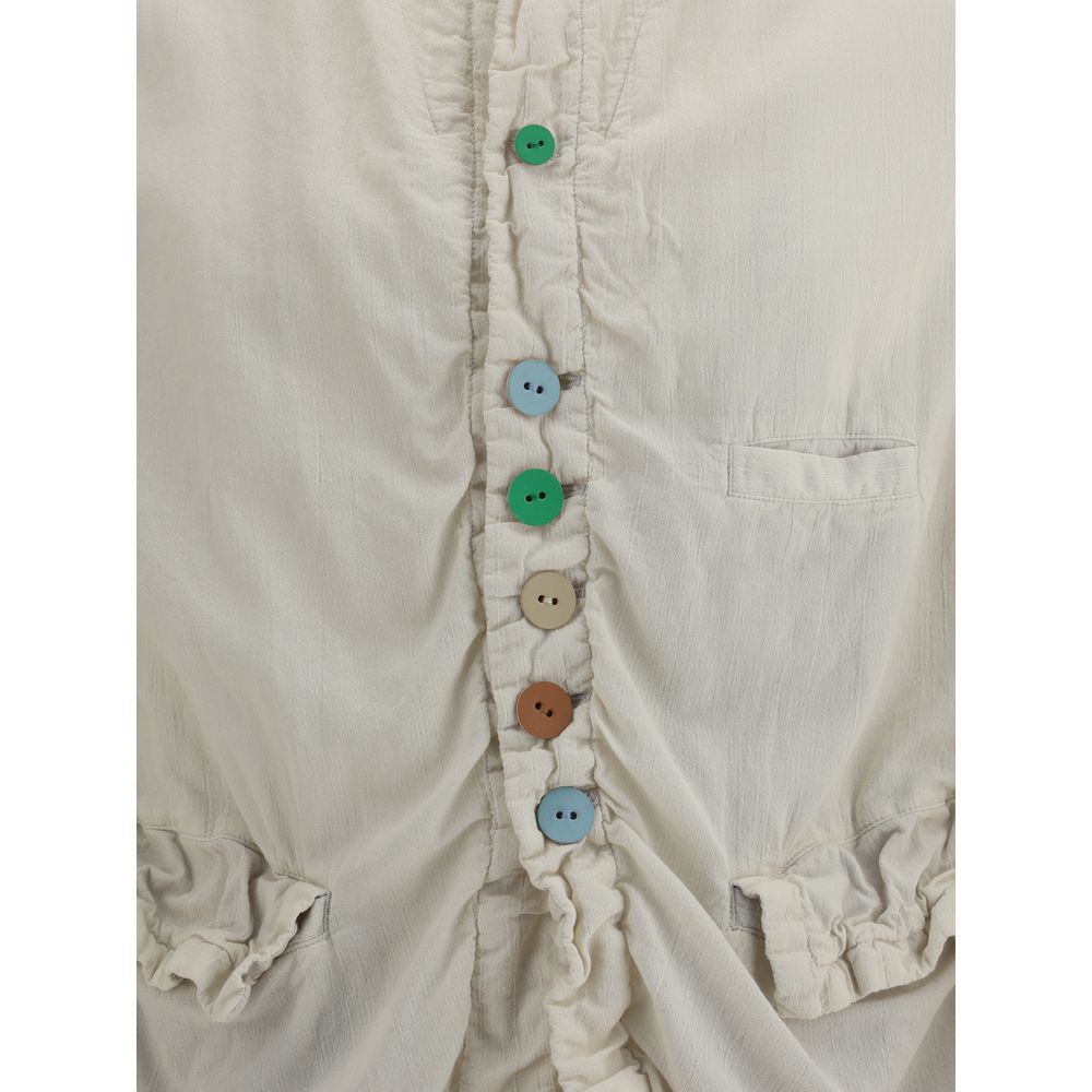 Undercover Black Wool Jacket with Multicolored Button Elegance