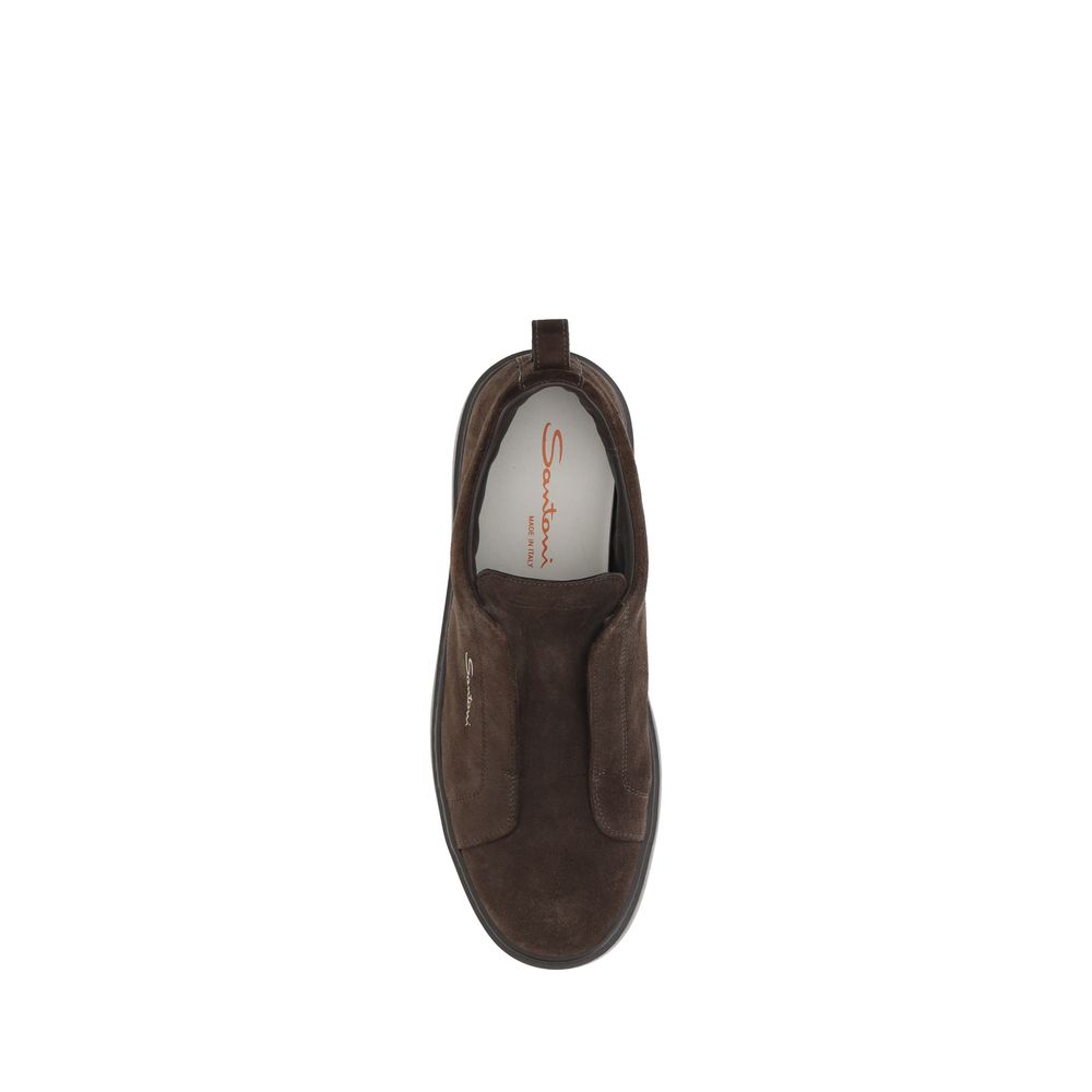 Santoni Grey Premium Suede Victory Sneakers