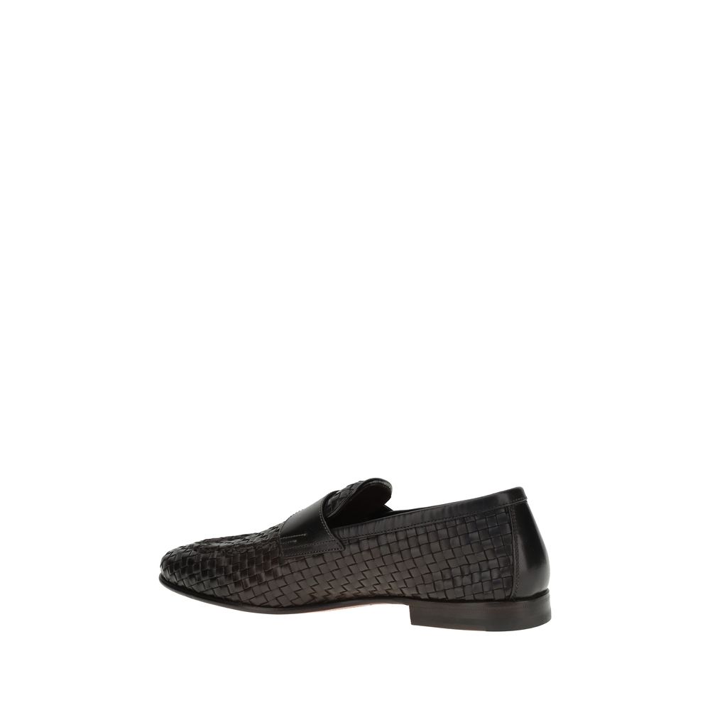 Santoni Brown Leather Penny Loafers: Exquisite Handcrafted Elegance