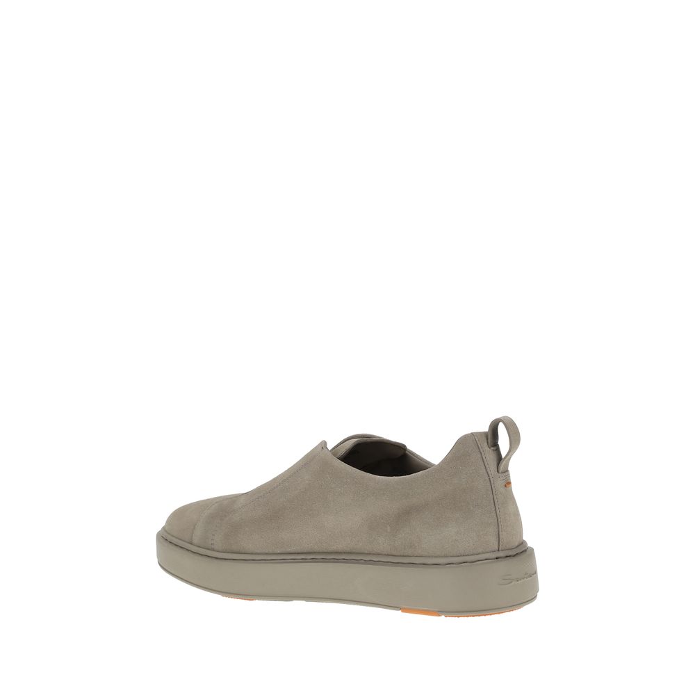 Santoni Grey Premium Suede Sneakers in Premium Suede Elegance