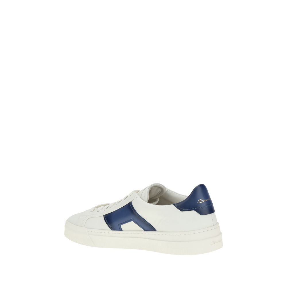 Santoni Black Leather Sneakers With Distinctive Design Elements