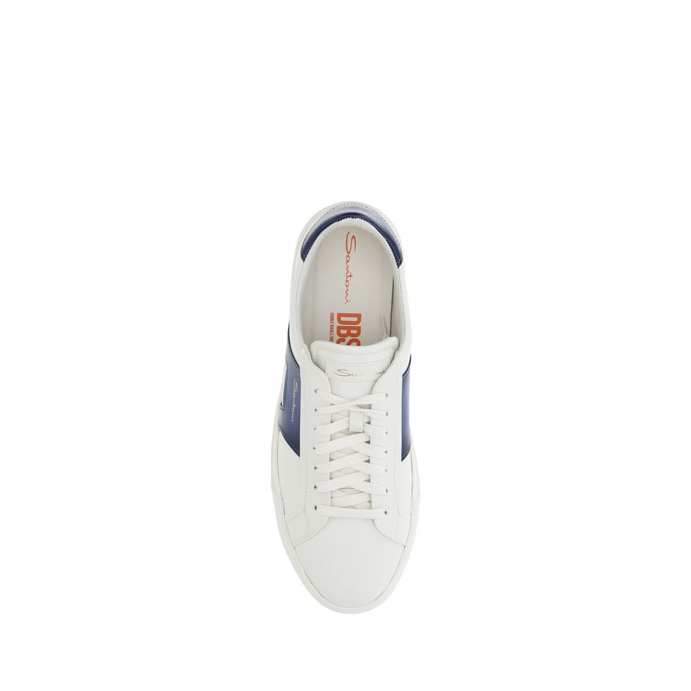 Santoni Black Leather Sneakers With Distinctive Design Elements