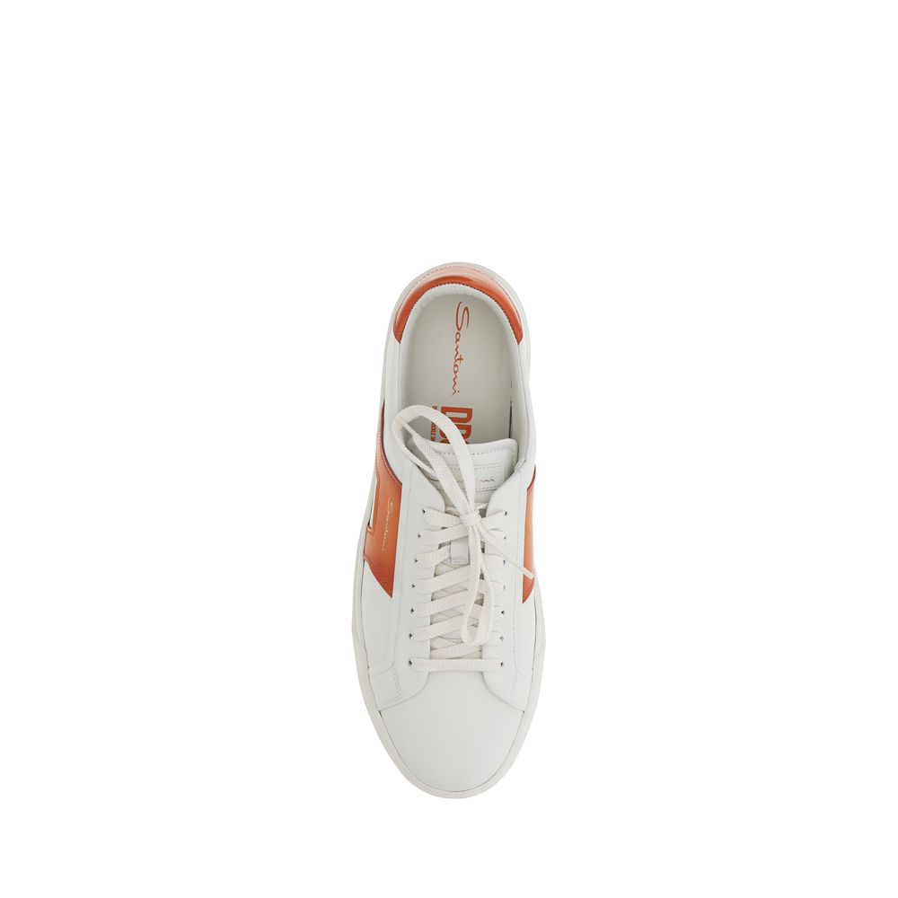 Santoni White Leather Sneakers - Timeless Elegance Redefined