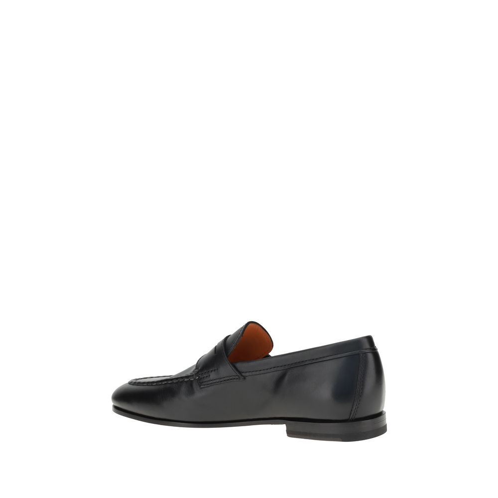 Santoni Brown Leather Loafers - Timeless Elegance Redefined
