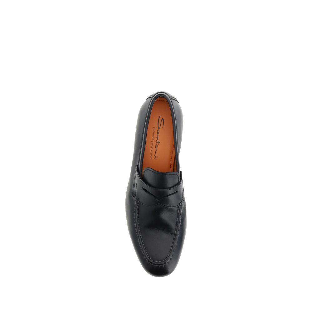 Santoni Brown Leather Loafers - Timeless Elegance Redefined