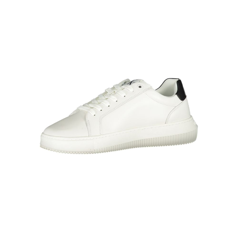 Calvin Klein White Leather Lace-Up Sneakers Elevate Style