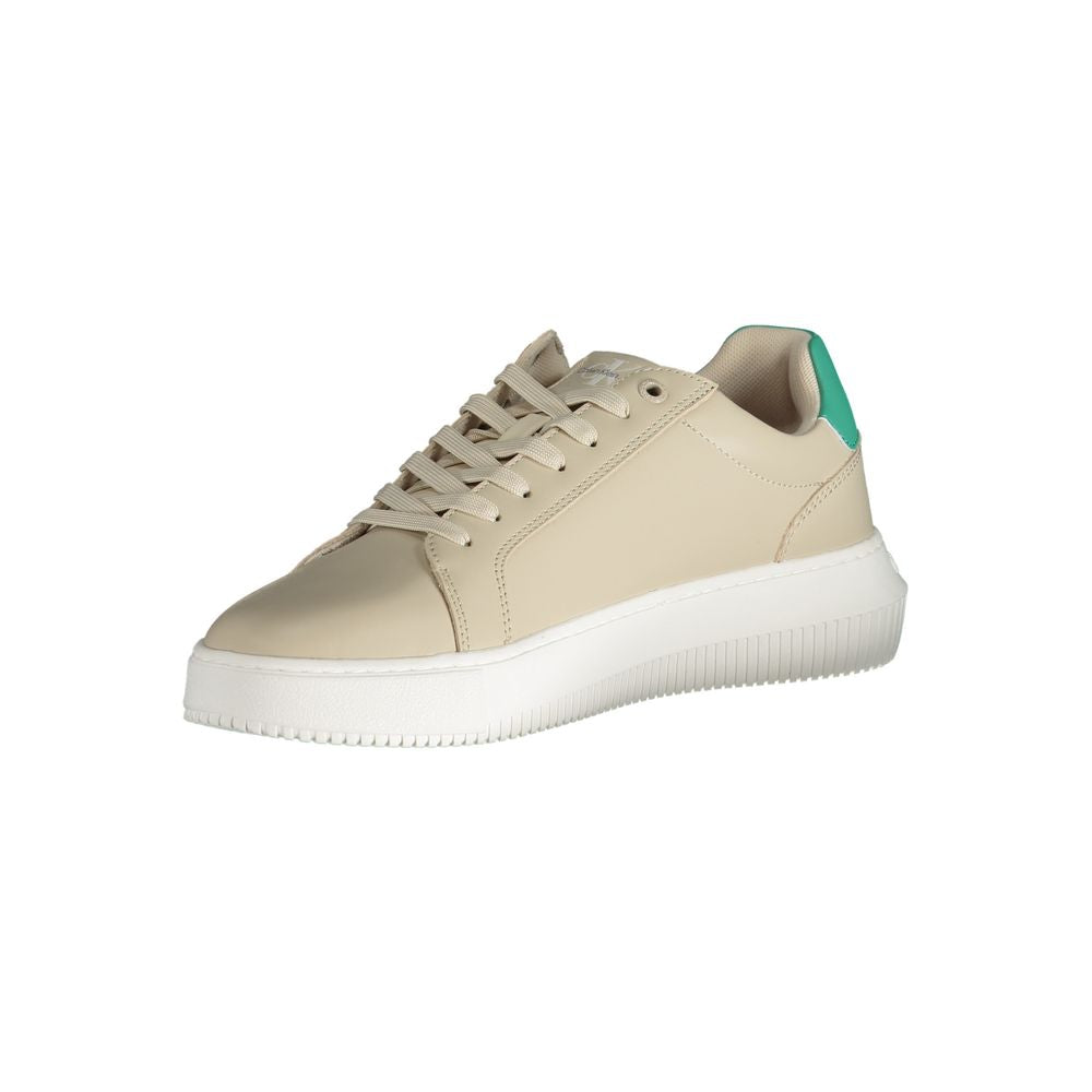 Calvin Klein Beige Leather Sneaker with Elegant Detailing