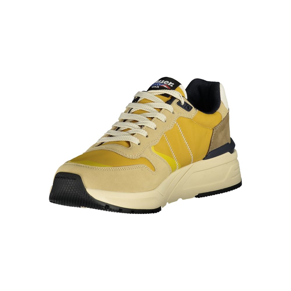 Blauer Beige Leather Luxury Sneaker with Mustard Accents