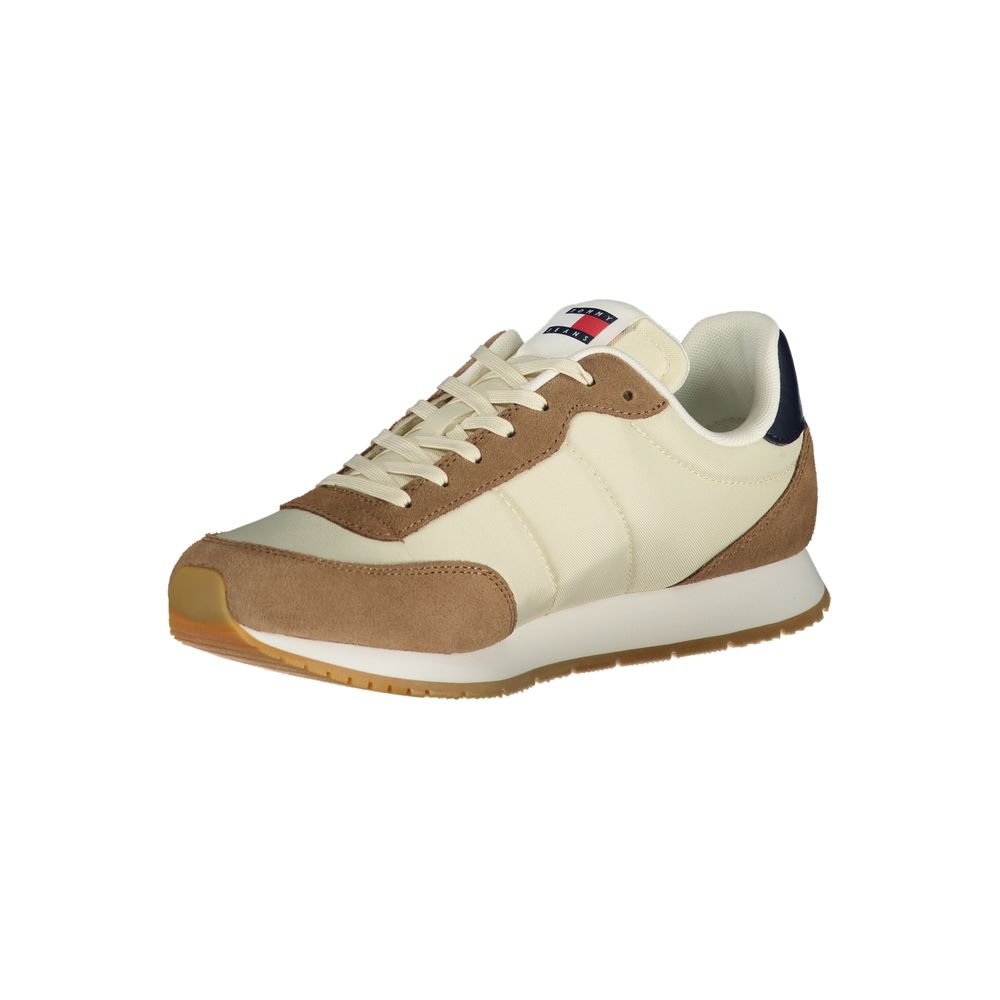 Tommy Hilfiger Beige Leather Sneaker for Elevated Style
