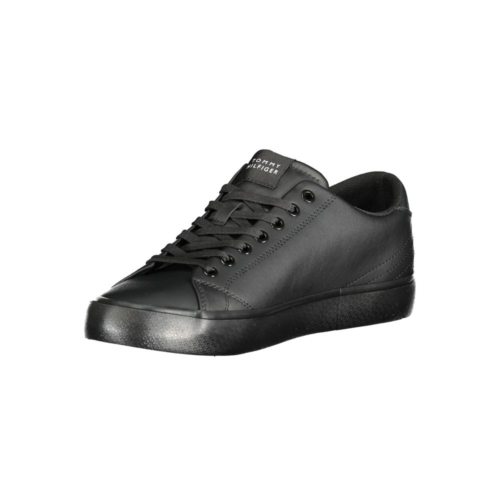 Tommy Hilfiger Black Leather Sneaker for Effortless Style