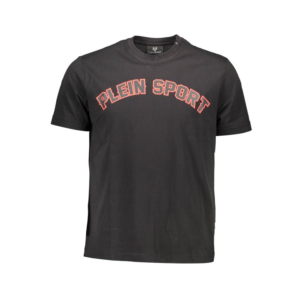 Plein Sport Black Cotton T-Shirt with Bold Prints