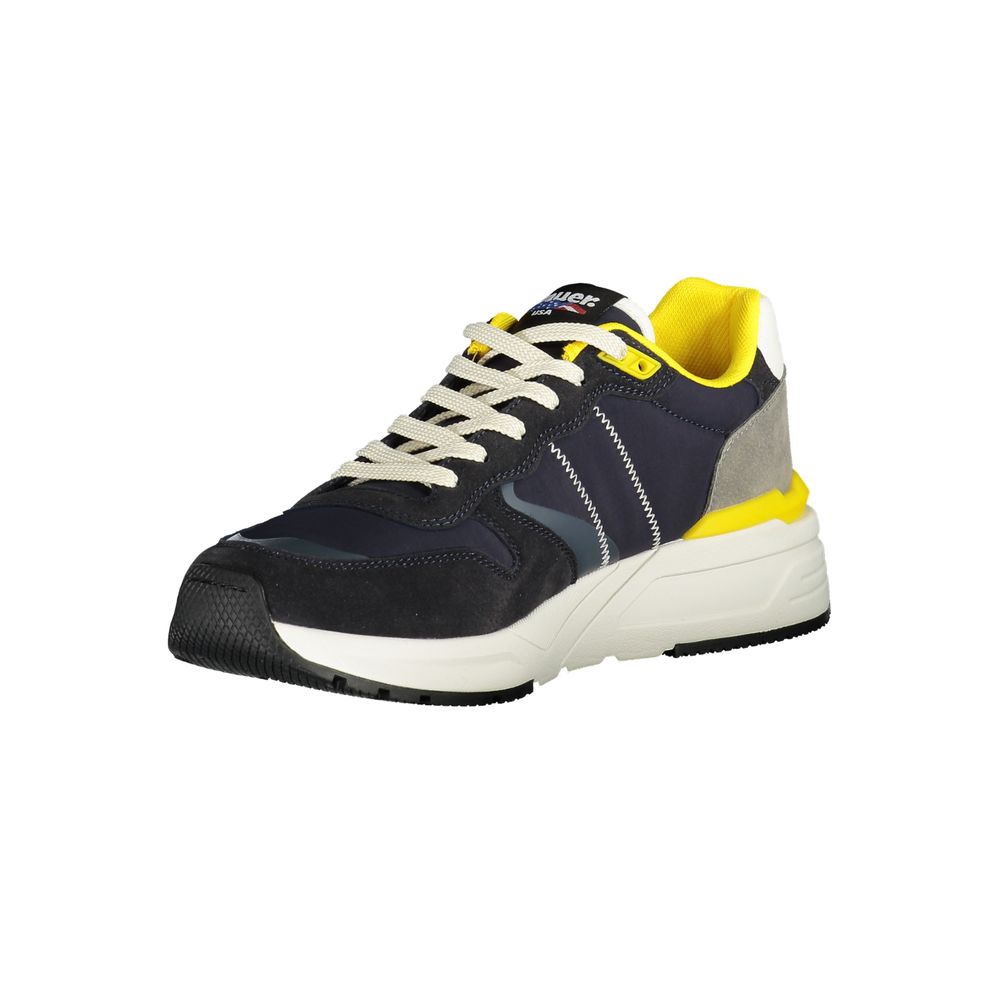 Blauer Blue Canvas Sport Sneakers with Striking Yellow Accents