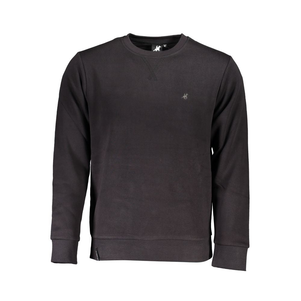 U.S. Grand Polo Black Cotton Sweater with Contrast Details