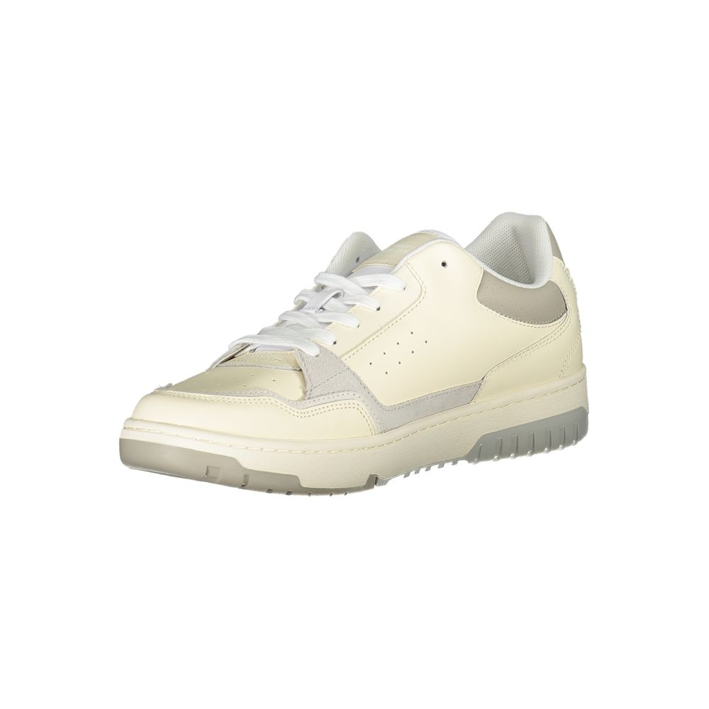 Tommy Hilfiger Beige Leather Sports Sneakers with Unique Embroidery