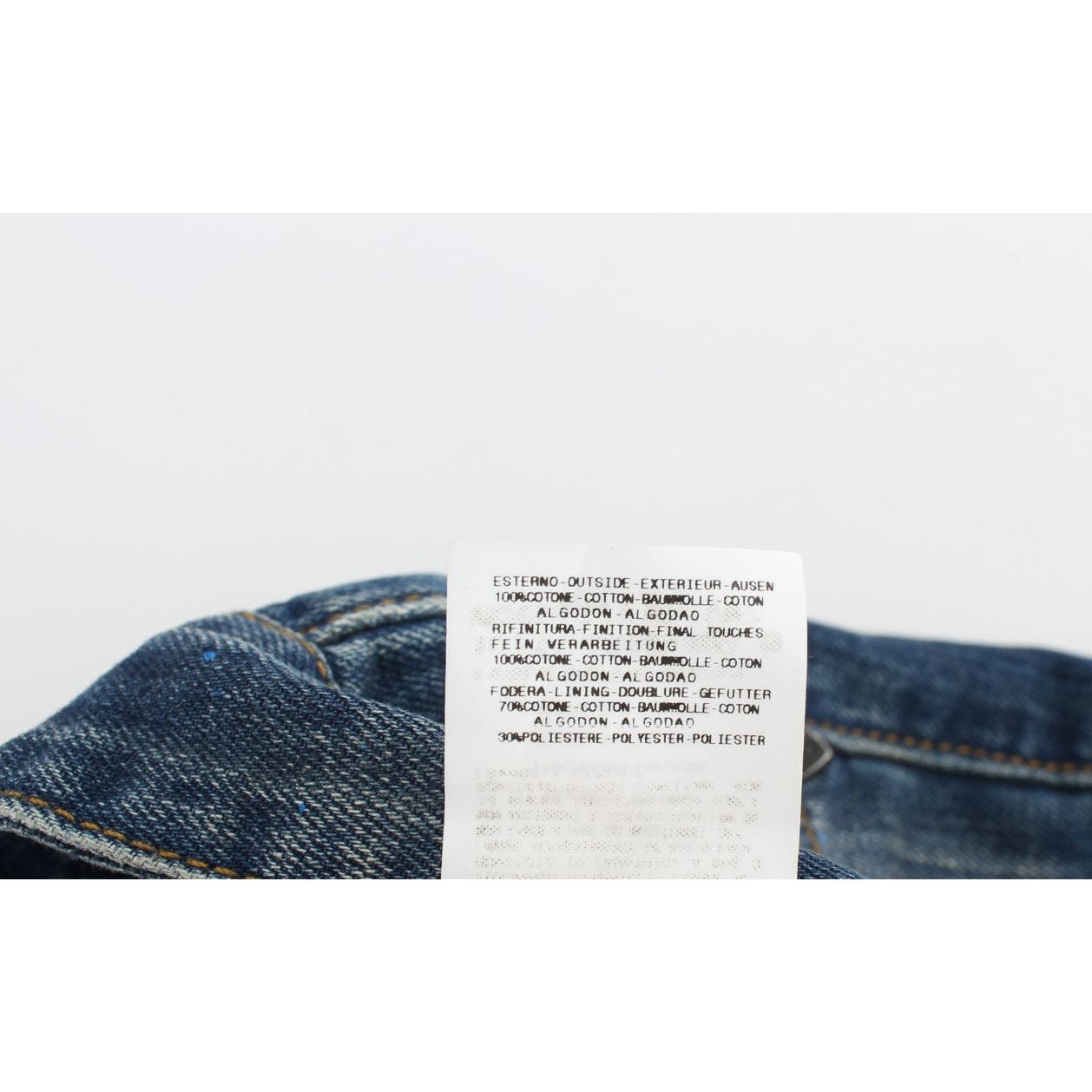Costume National Blue Cotton Painted Slim Fit Jeans