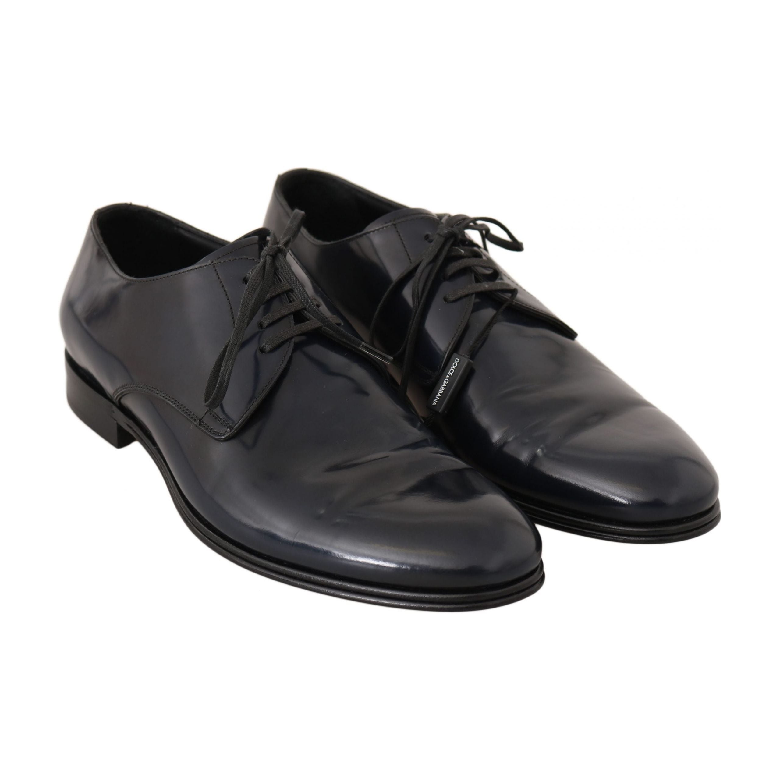 Dolce & Gabbana Dark Blue Leather Derby Shoes