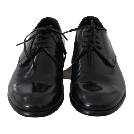 Dolce & Gabbana Dark Blue Leather Derby Shoes