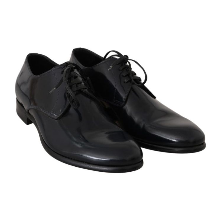 Dolce & Gabbana Dark Blue Leather Derby Shoes