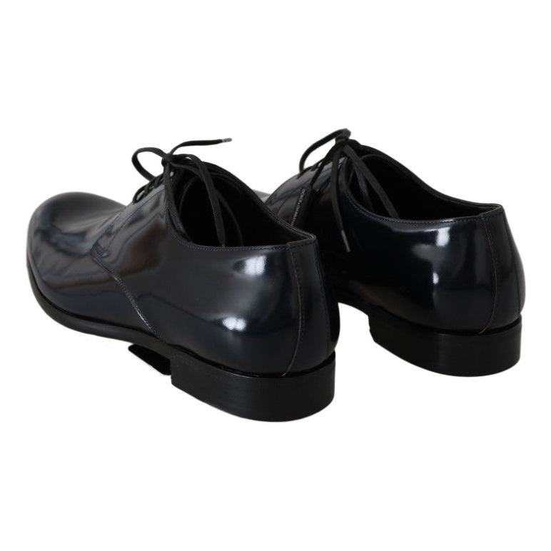 Dolce & Gabbana Dark Blue Leather Derby Shoes