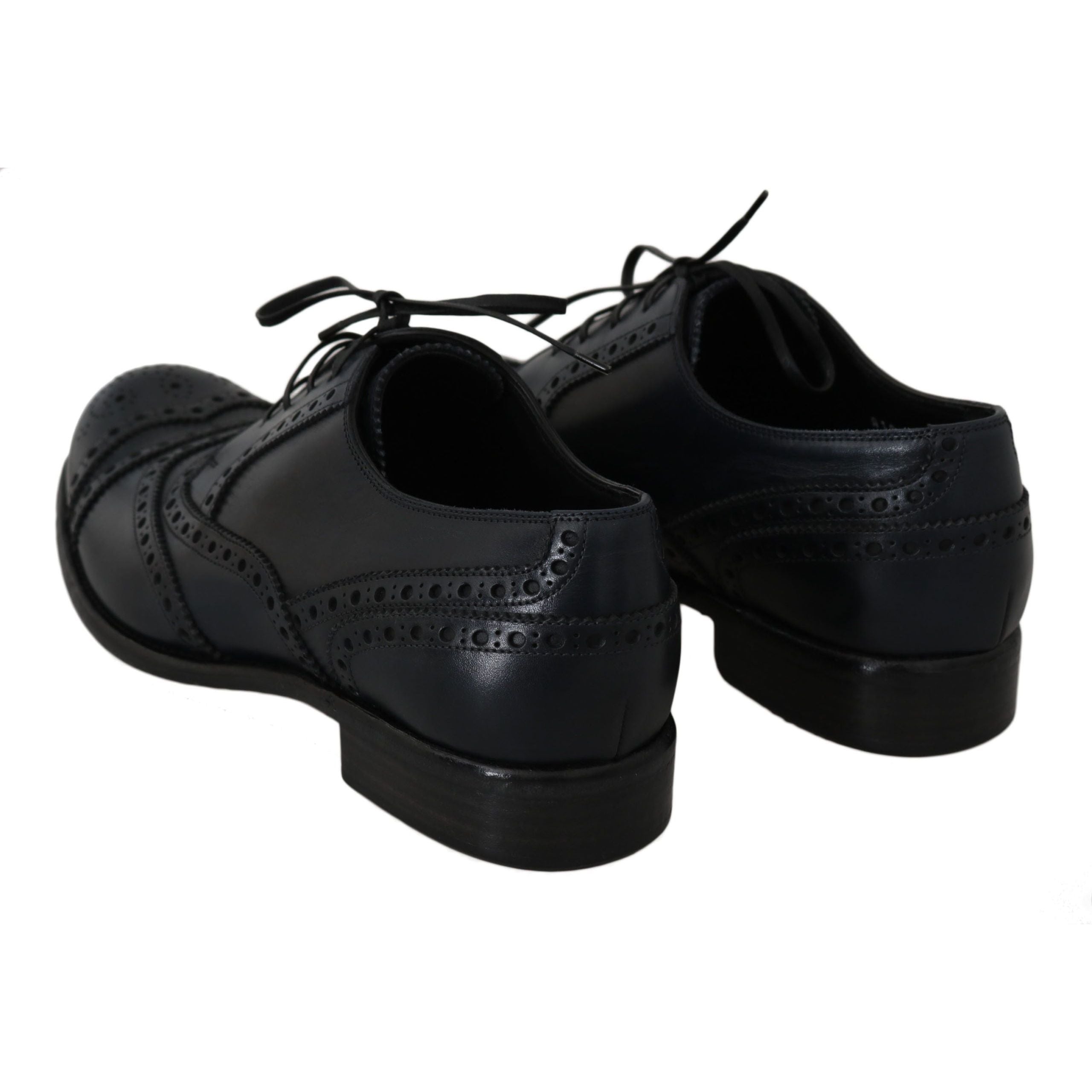 Dolce & Gabbana Blue Leather Wingtip Derby Shoes