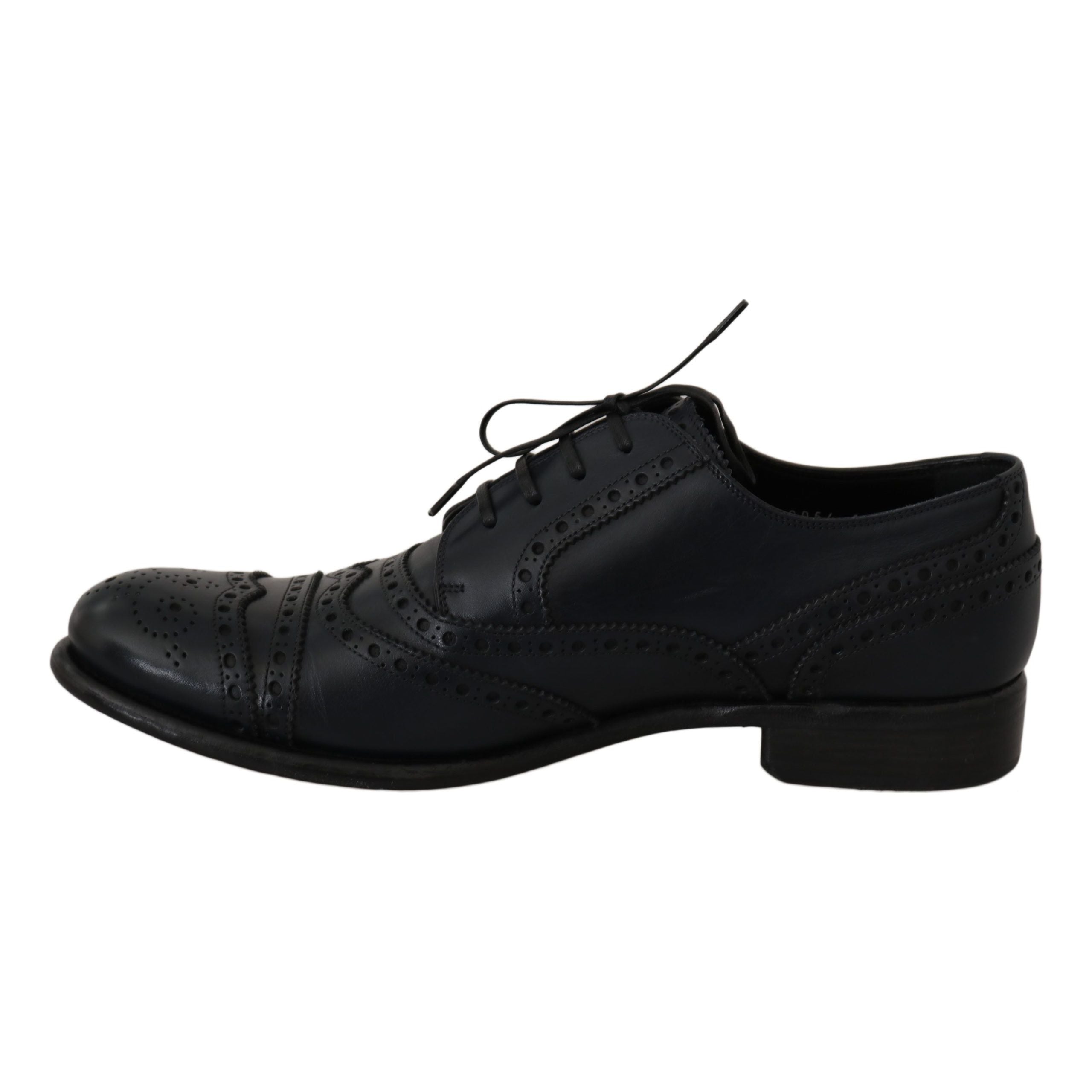 Dolce & Gabbana Blue Leather Wingtip Derby Shoes