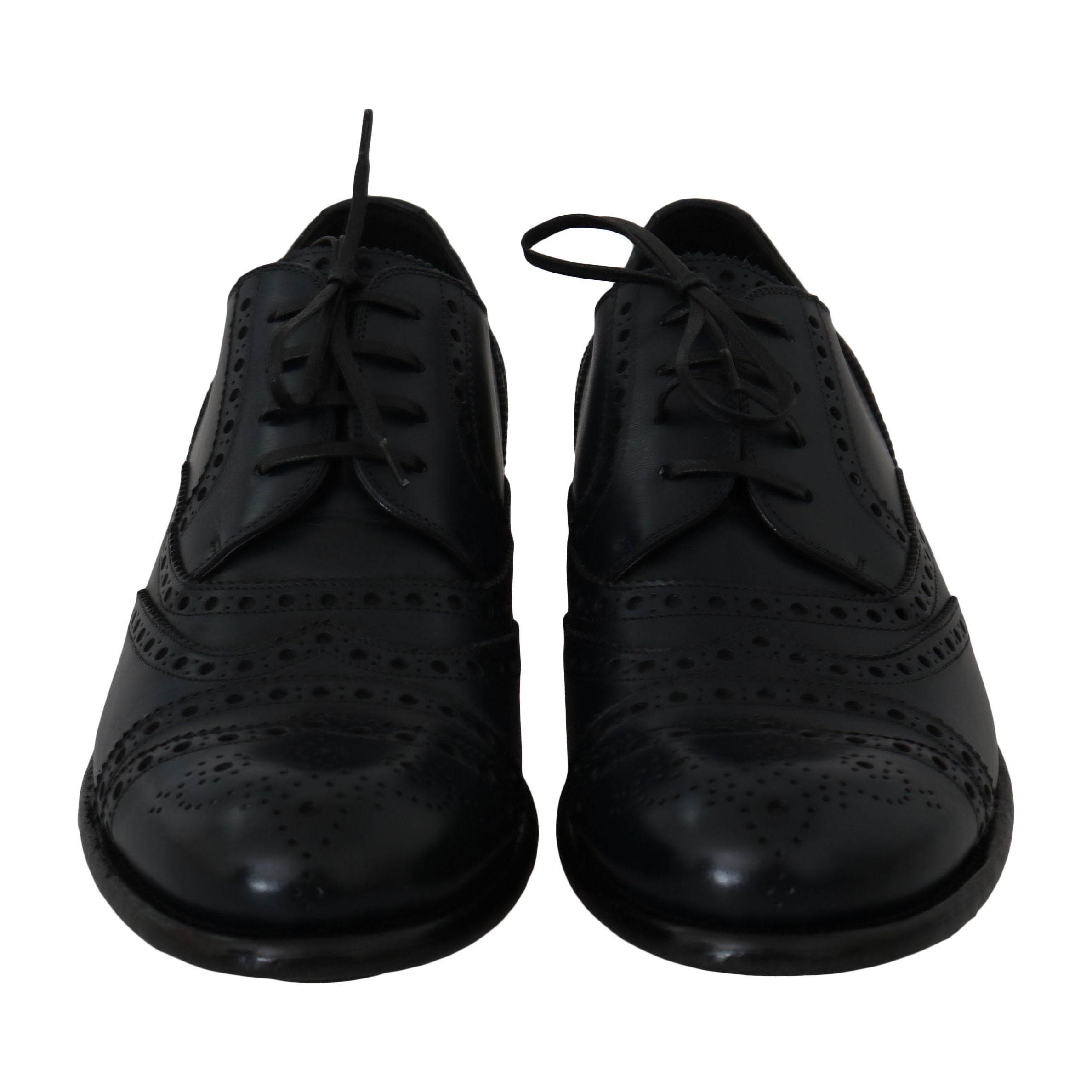 Dolce & Gabbana Blue Leather Wingtip Derby Shoes