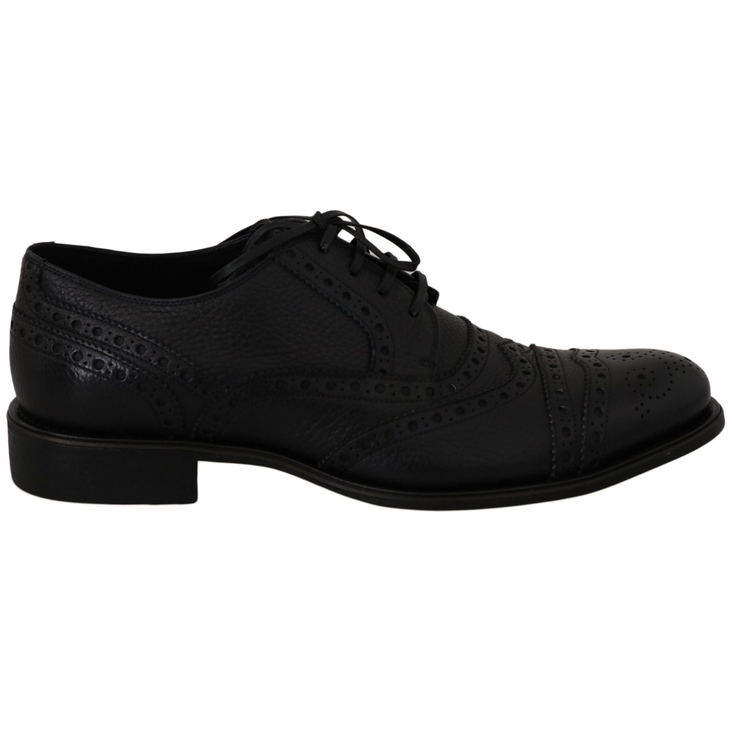 Dolce & Gabbana Dark Blue Leather Derby Dress Shoes