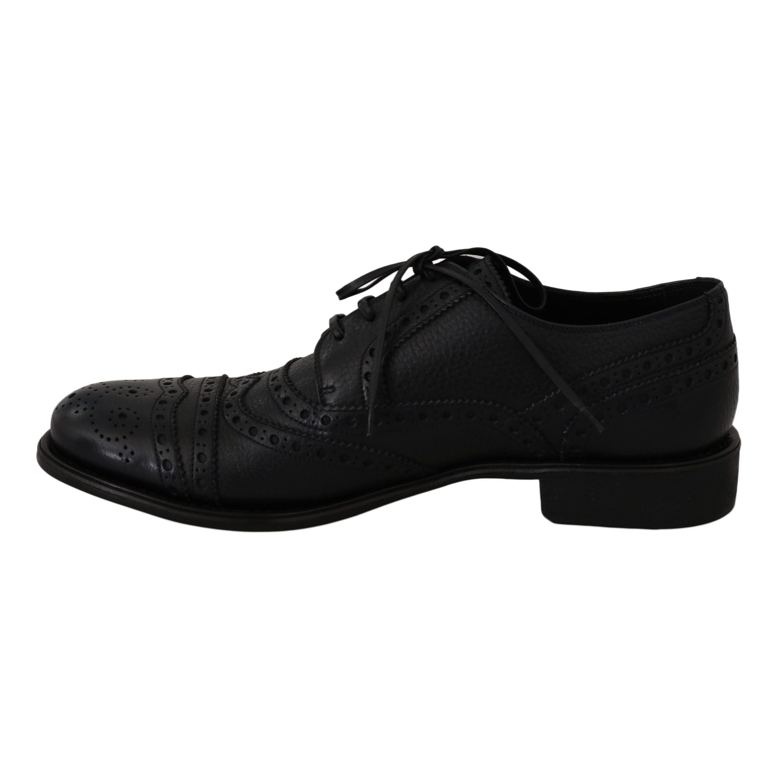Dolce & Gabbana Dark Blue Leather Derby Dress Shoes