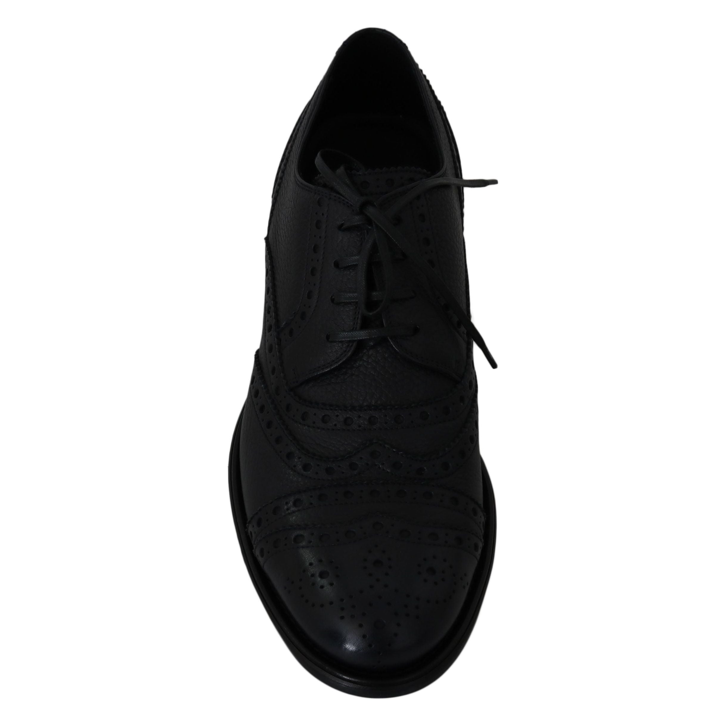 Dolce & Gabbana Dark Blue Leather Derby Dress Shoes