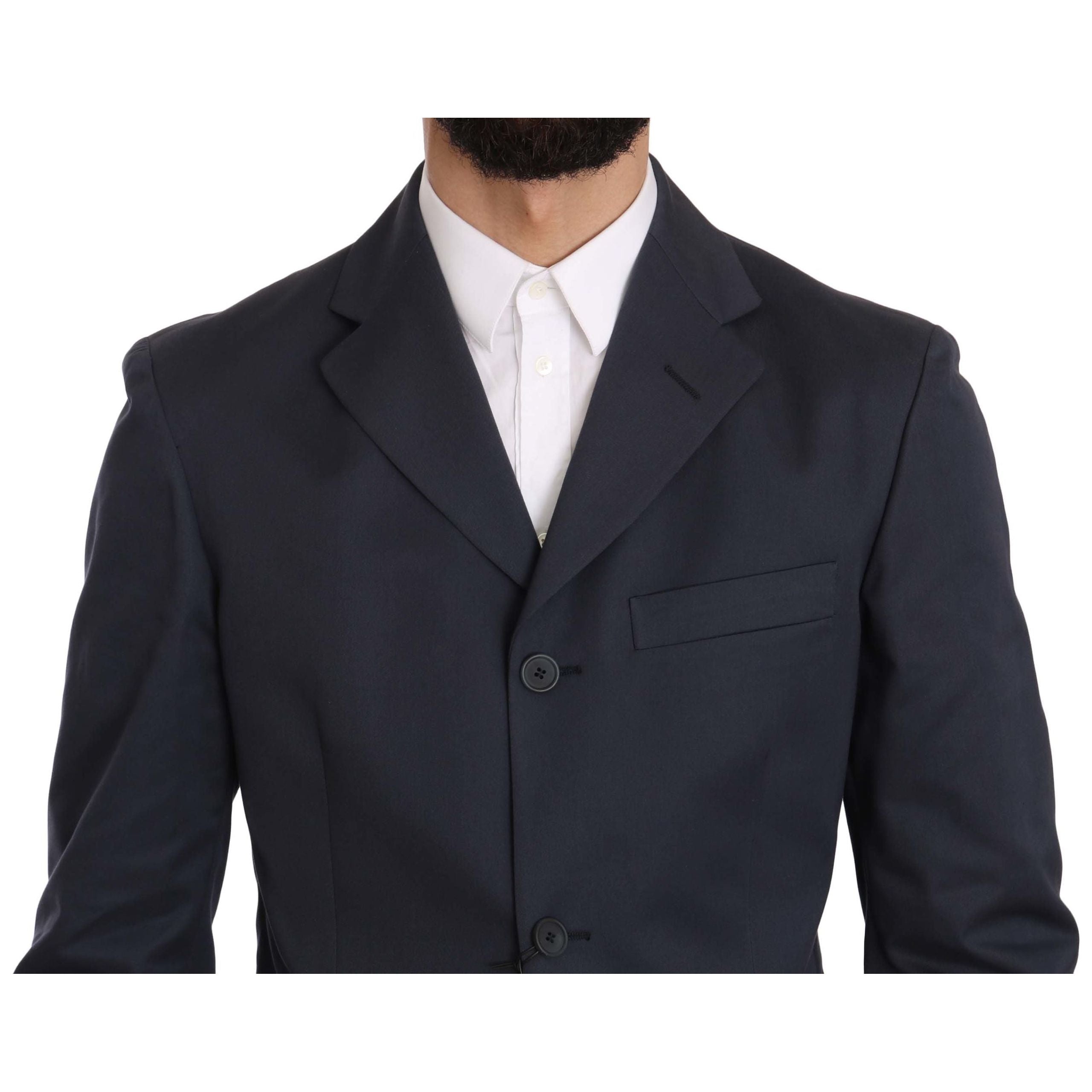 Romeo Gigli Blue Wool Two-Piece Suit for Modern Sophistication