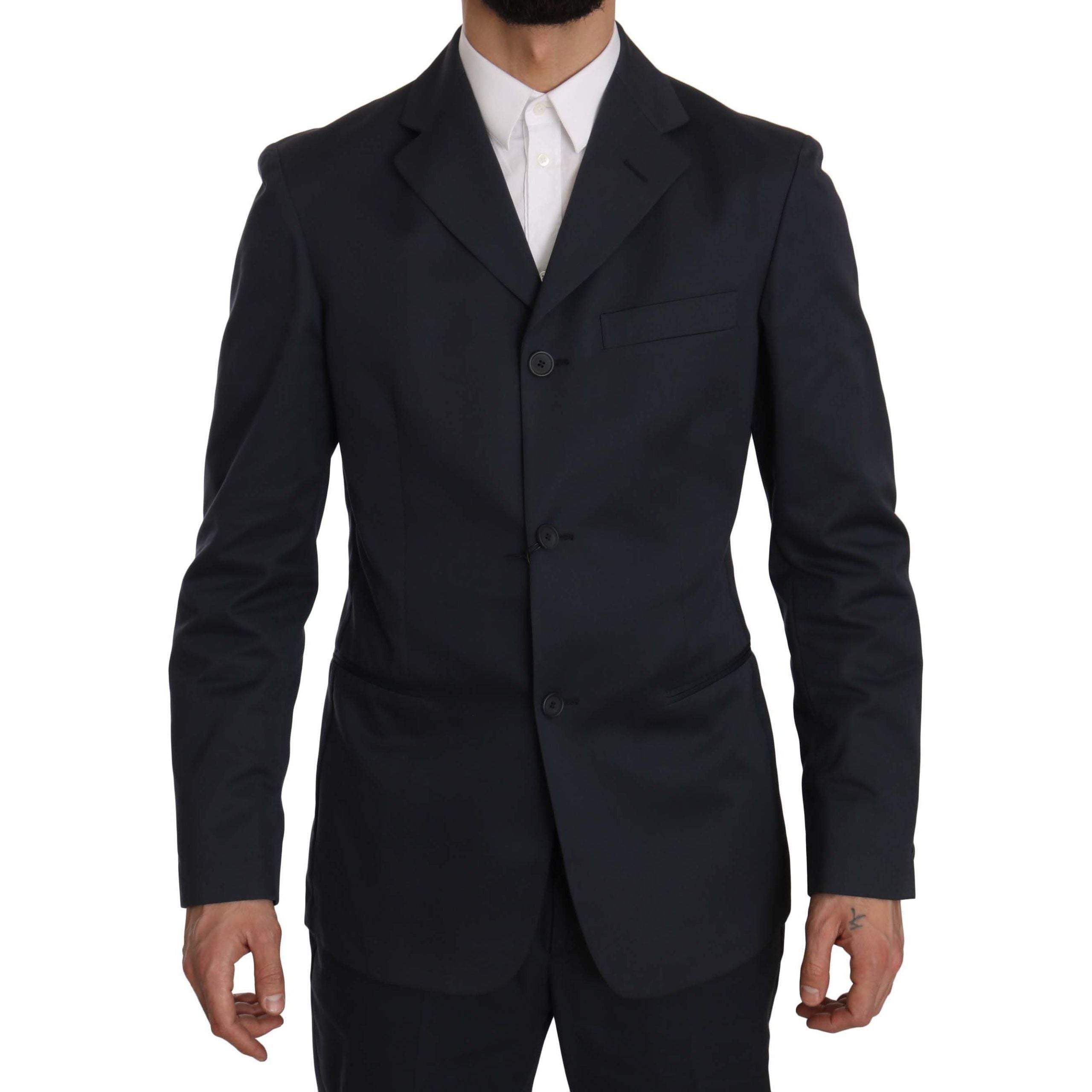 Romeo Gigli Blue Wool Two-Piece Suit for Modern Sophistication