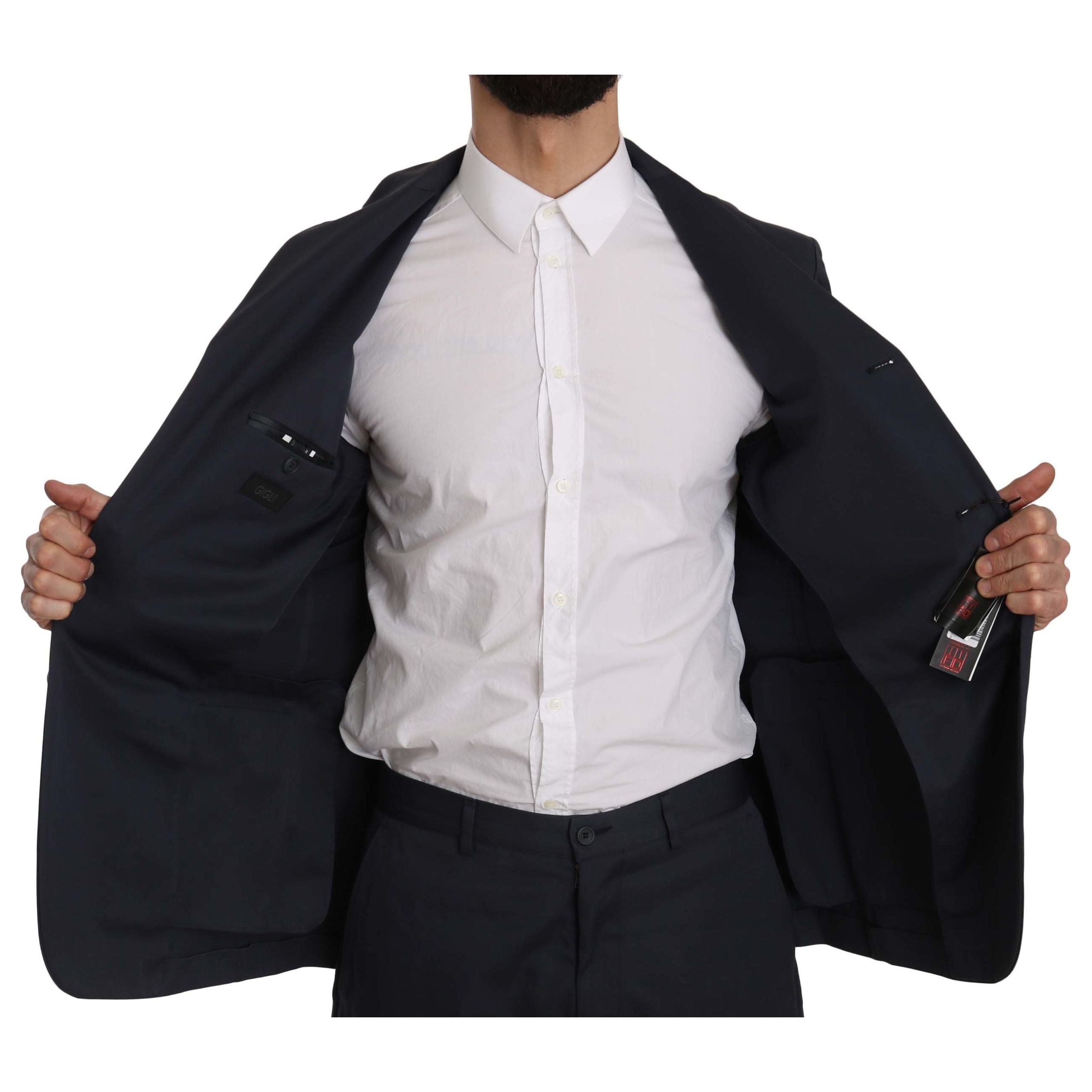 Romeo Gigli Blue Wool Two-Piece Suit for Modern Sophistication